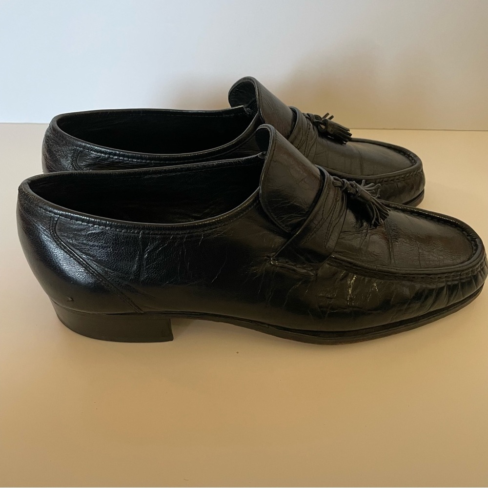 Florsheim Men’s Size 9 Black Leather Slip On Loafer Dress Shoe with tassels - Picture 5 of 12